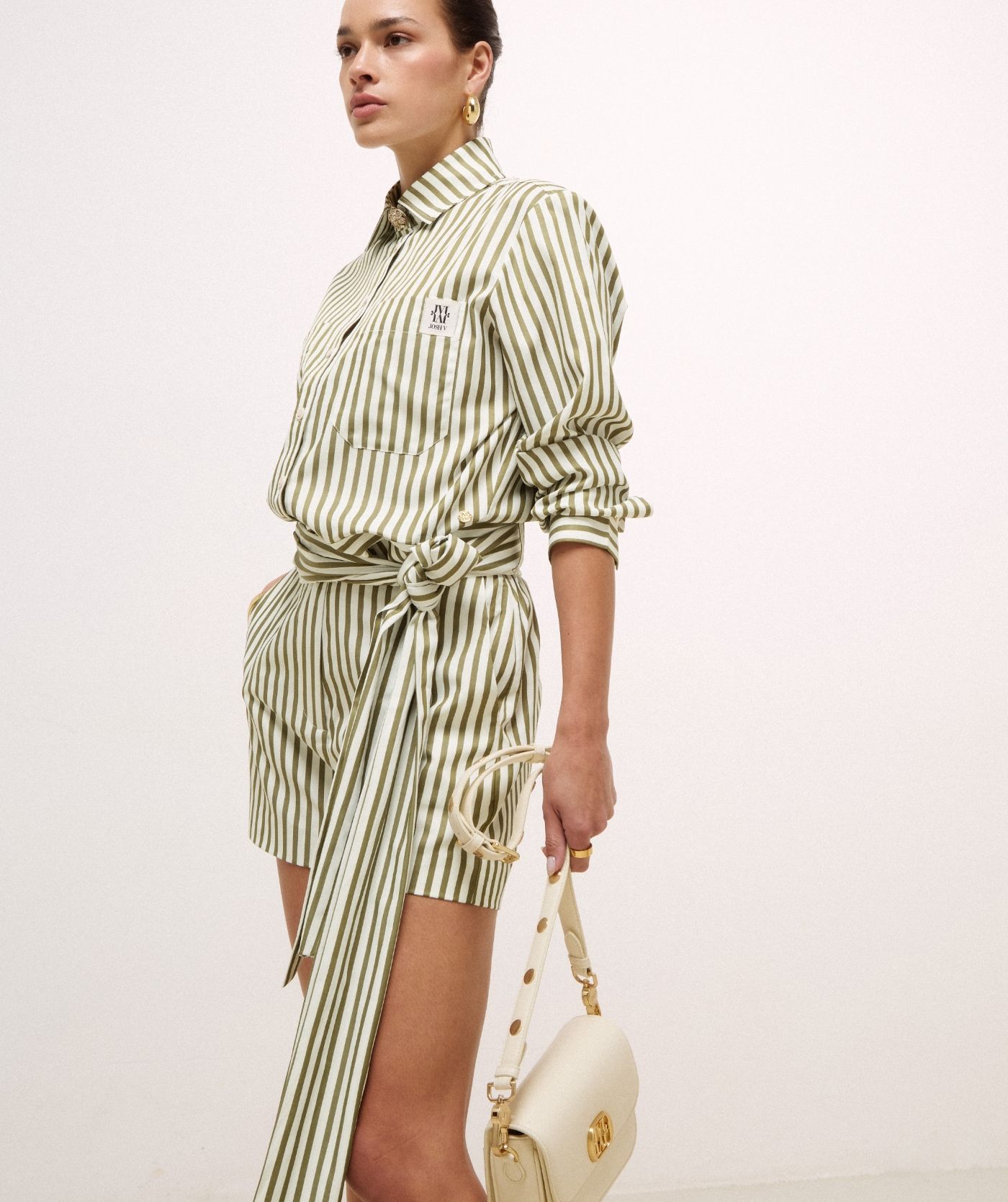 JV-ODELL regular fit blouse met strepen - dark pistachio stripe