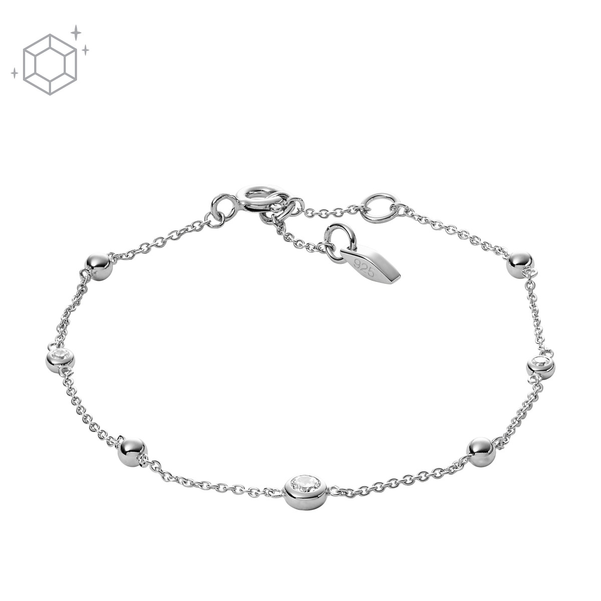 Bracelet FOSSIL argent 925 zirconias 19 cm