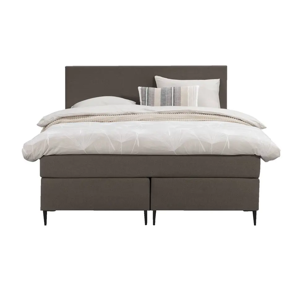 Boxspring Liv egaal - donkerbruin - 140x200 cm - slanke poot