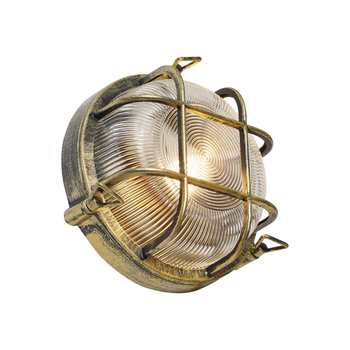 Buiten wand- en plafondlamp antiek goud rond IP44 - Noutica