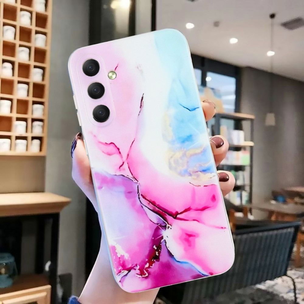 Samsung Galaxy A56 Gummi Case Hülle Ultra Thin Marble Marmor - Pink / Blau