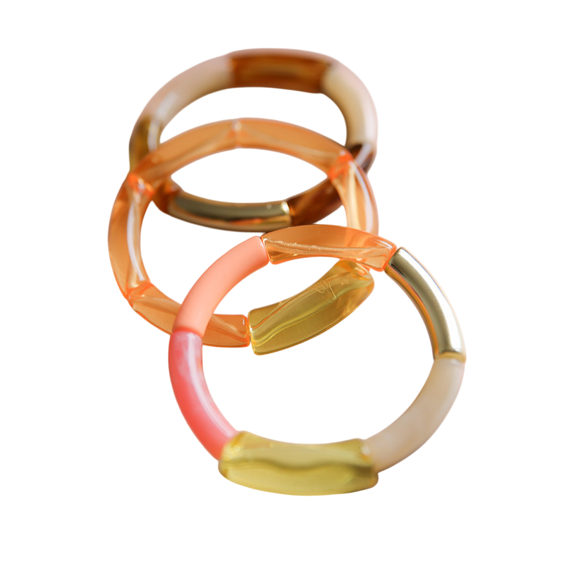 Armband Tube Set1 braun orange gelb pink beige