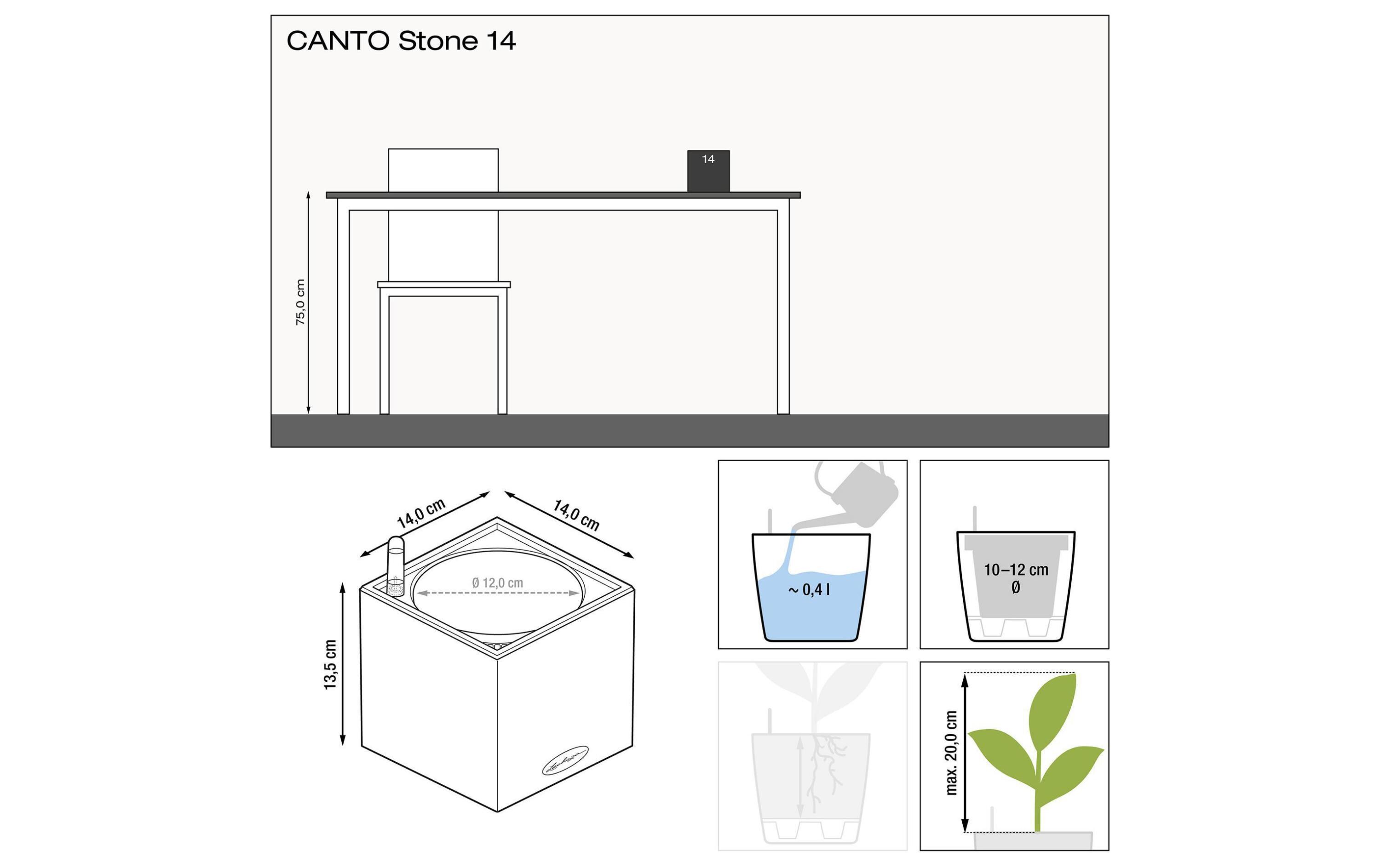 Blumentopf CANTO Stone 14 HellgrauTopf