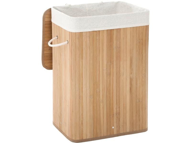 Songmics Wäschesammler für trockene Wäsche 72 l, Braun Wäschekorb aus Naturmaterial