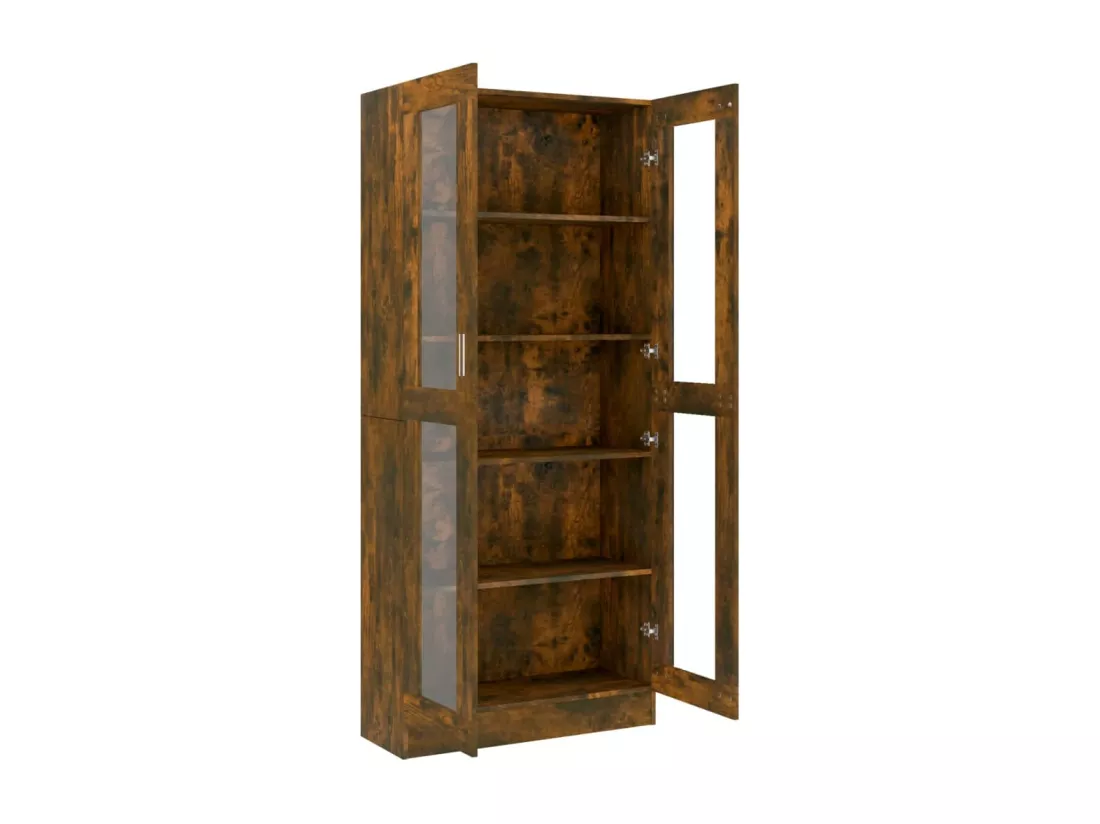 Armoire à vitrine Chêne fumé 82,5x30,5x185,5 cm Bois ingénierie