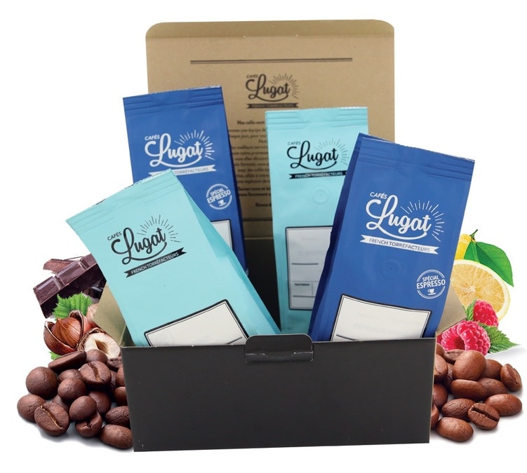 4x250g - Café en grain Coffret Découverte - Cafés Lugat