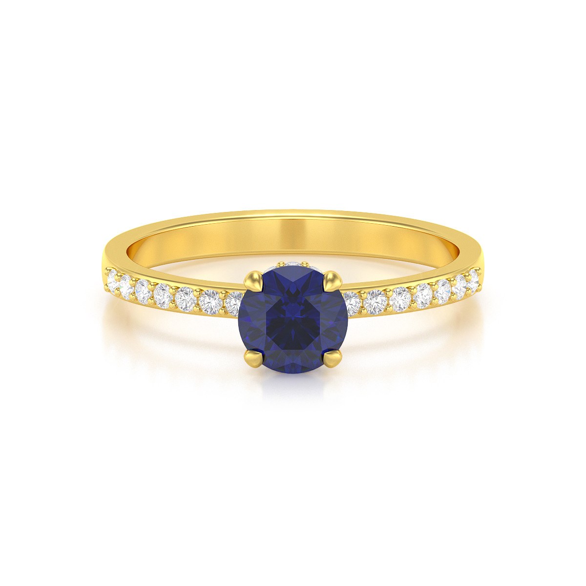 Bague ADEN Or 585 Jaune Saphir et diamants 2.4grs