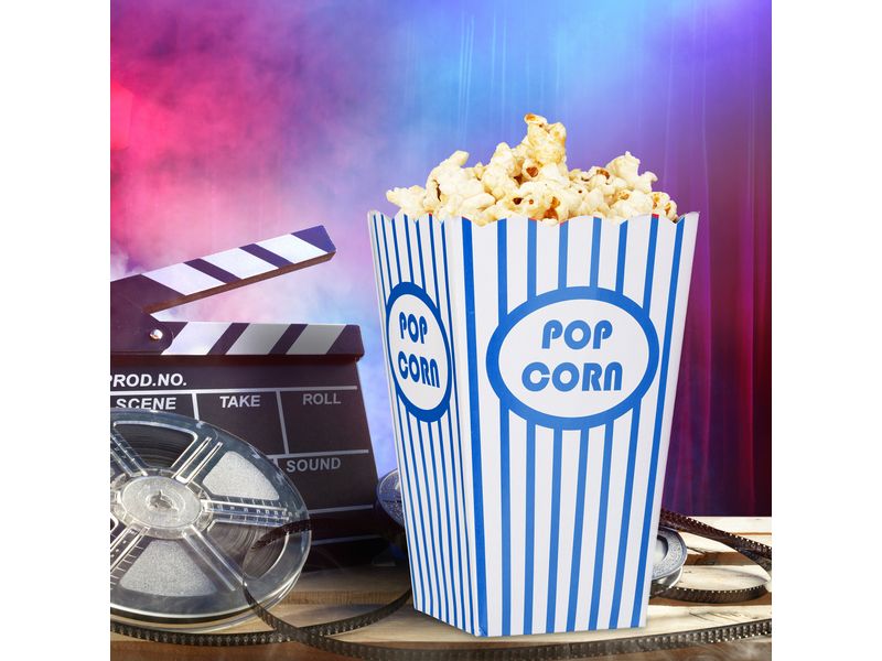 relaxdays Fingerfood-Schale Blau/Weiss 48 Stück Popcorntüten