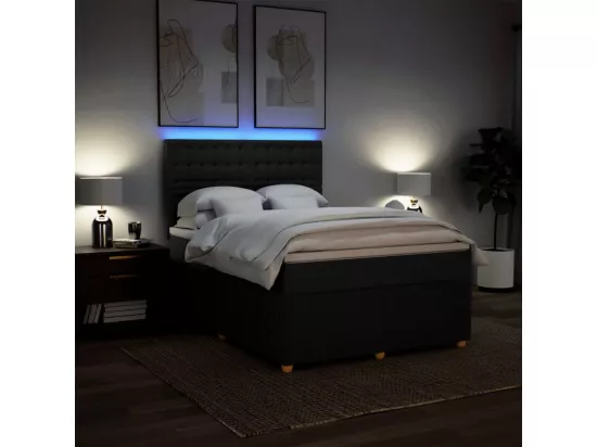 Sommier à lattes de lit avec matelas Noir 140x190 cm Tissu