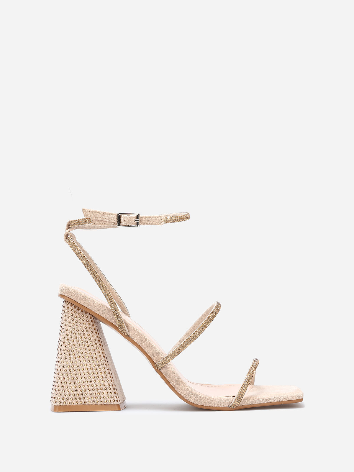 Sandales en suédine à strass- Beige