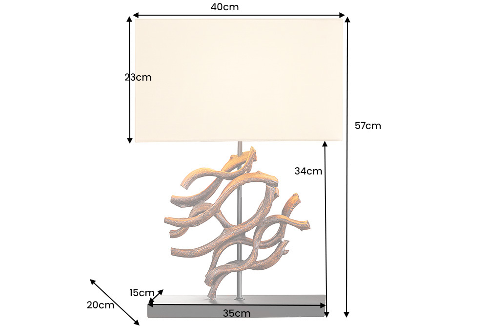 Design Tischlampe WAVE 60cm natur Massivholz handmade beige Baumwollschirm