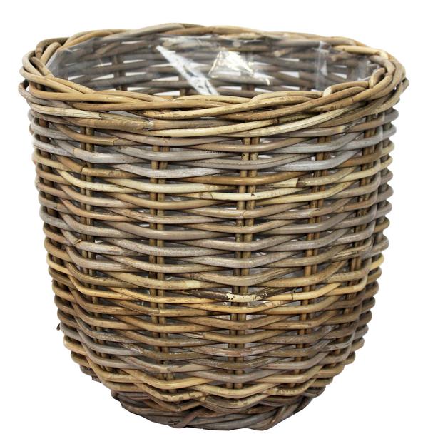 Van der Leeden Rattan-Pflanzkorb, grau-braun