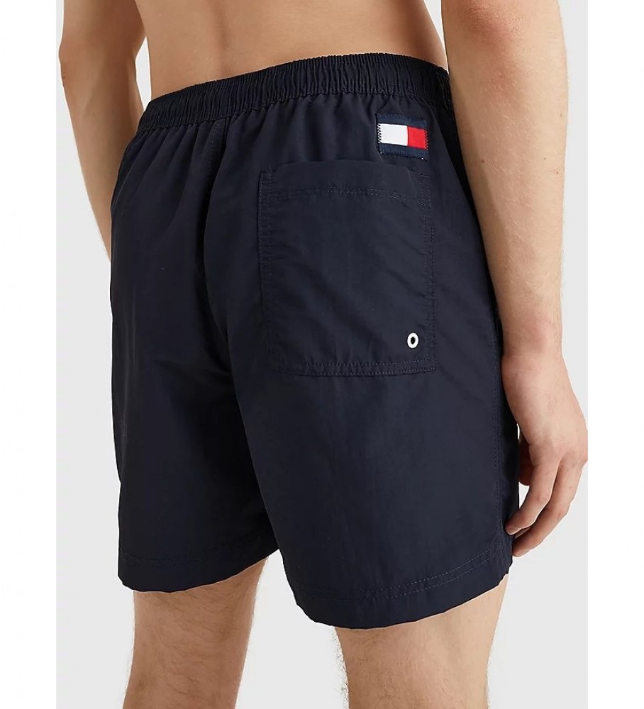 Calção de banho Tommy Hilfiger de comprimento médio com cordão azul-marinho