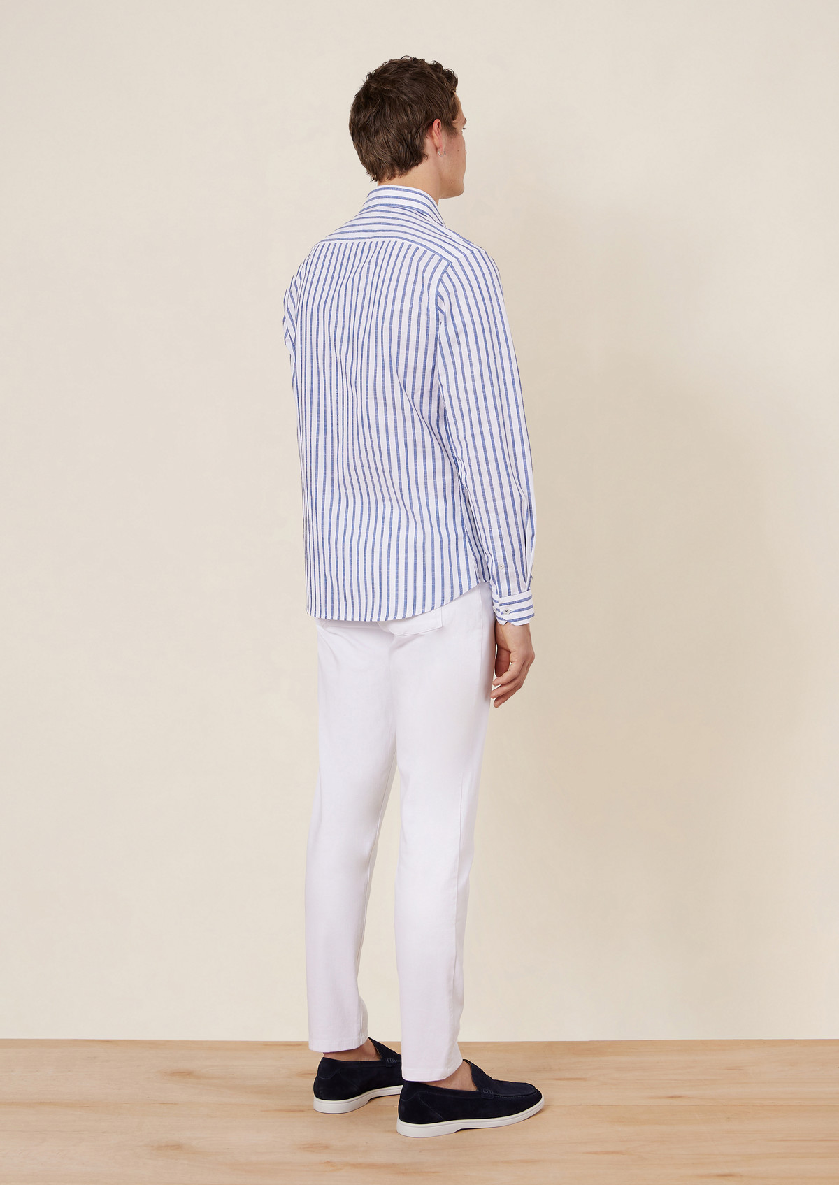 Pantalon casual skinny 7/8 en coton stretch uni blanc