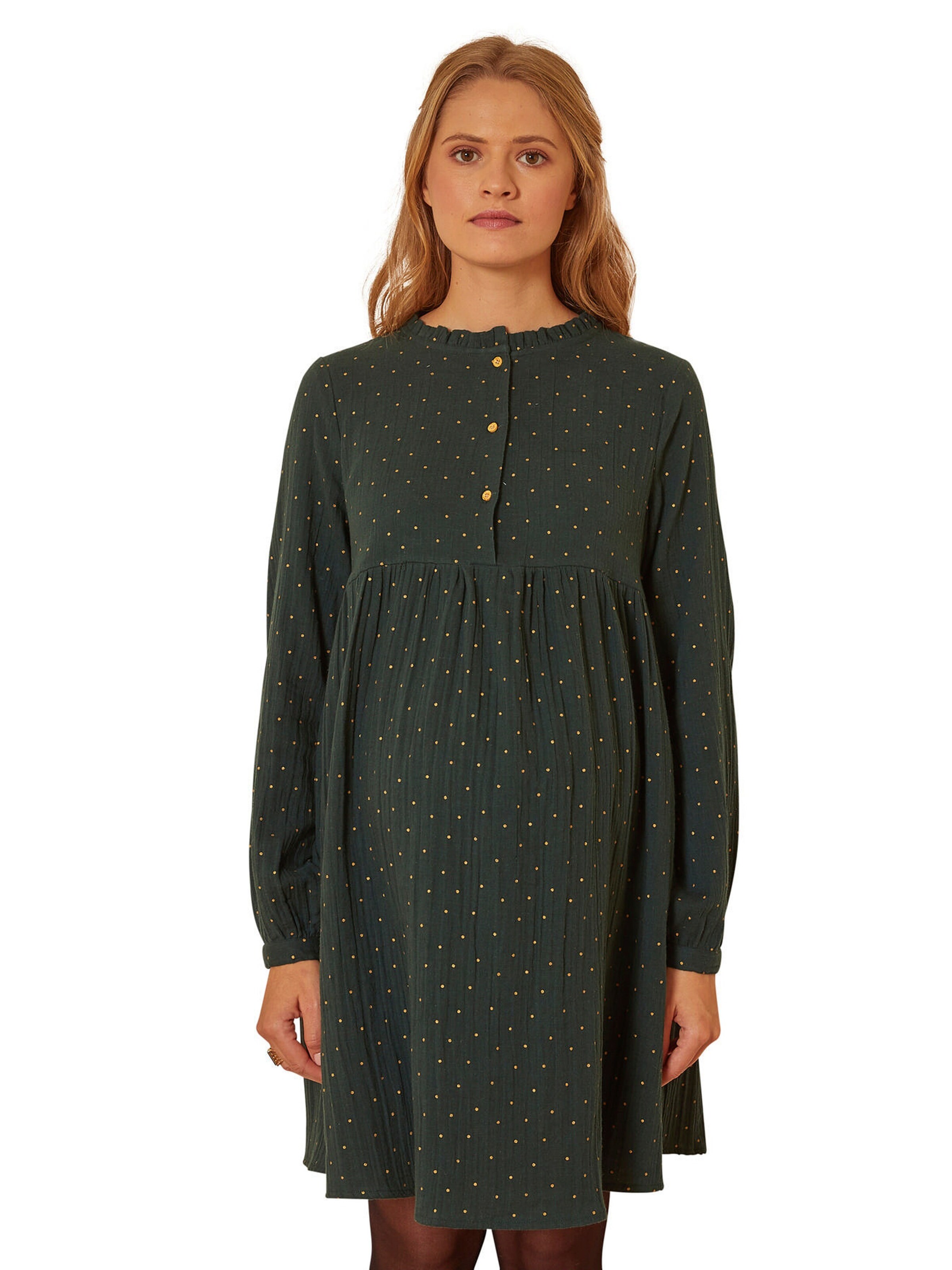Vertbaudet Bedrucktes Kleid für Schwangerschaft & Stillzeit, Musselin grün