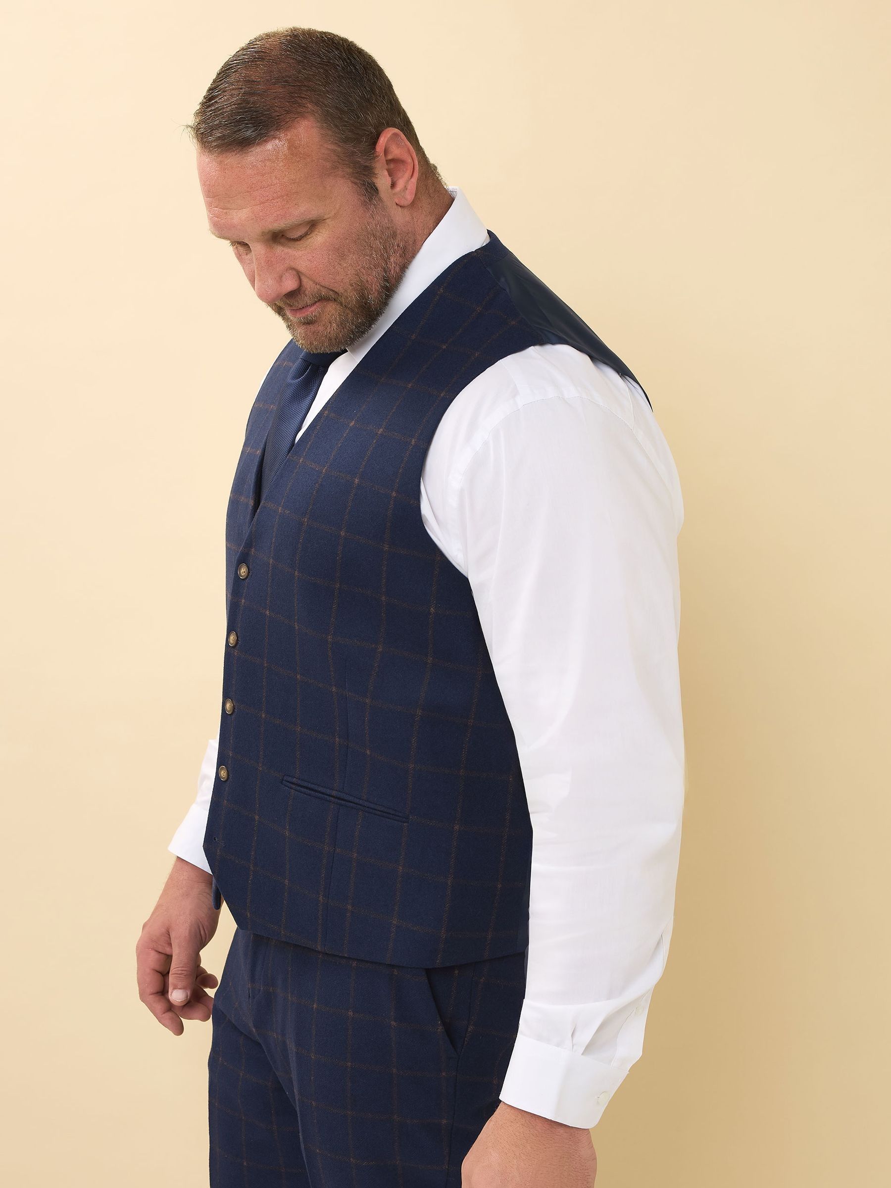 Blauw - BadRhino Big & Tall Tweed Waistcoat