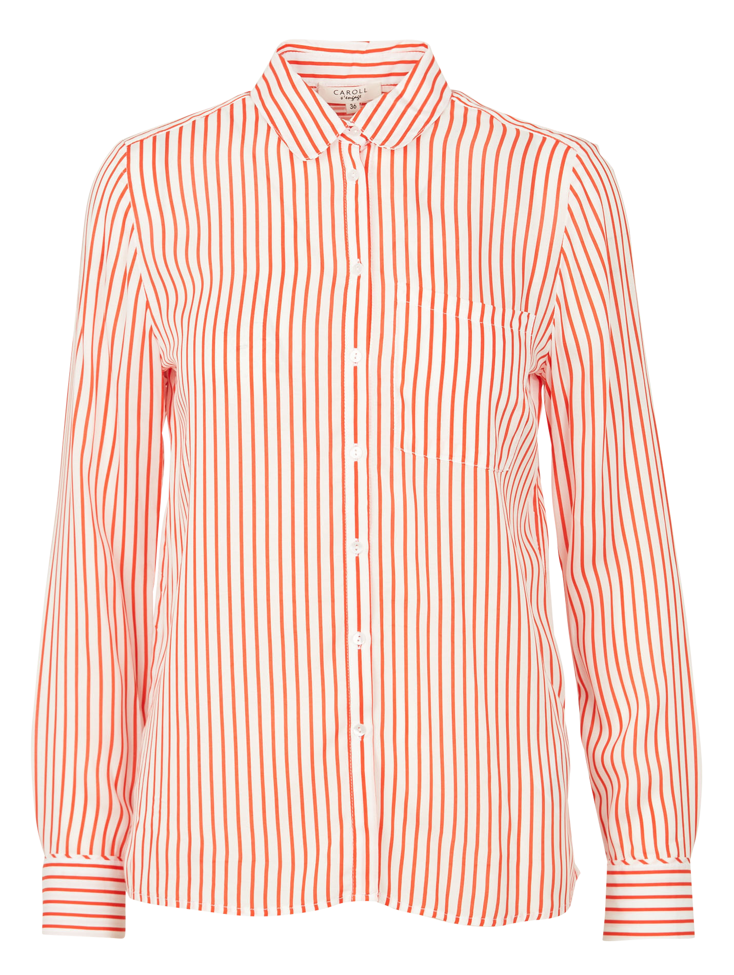 TANIA - Chemise col classique rayée | Orange