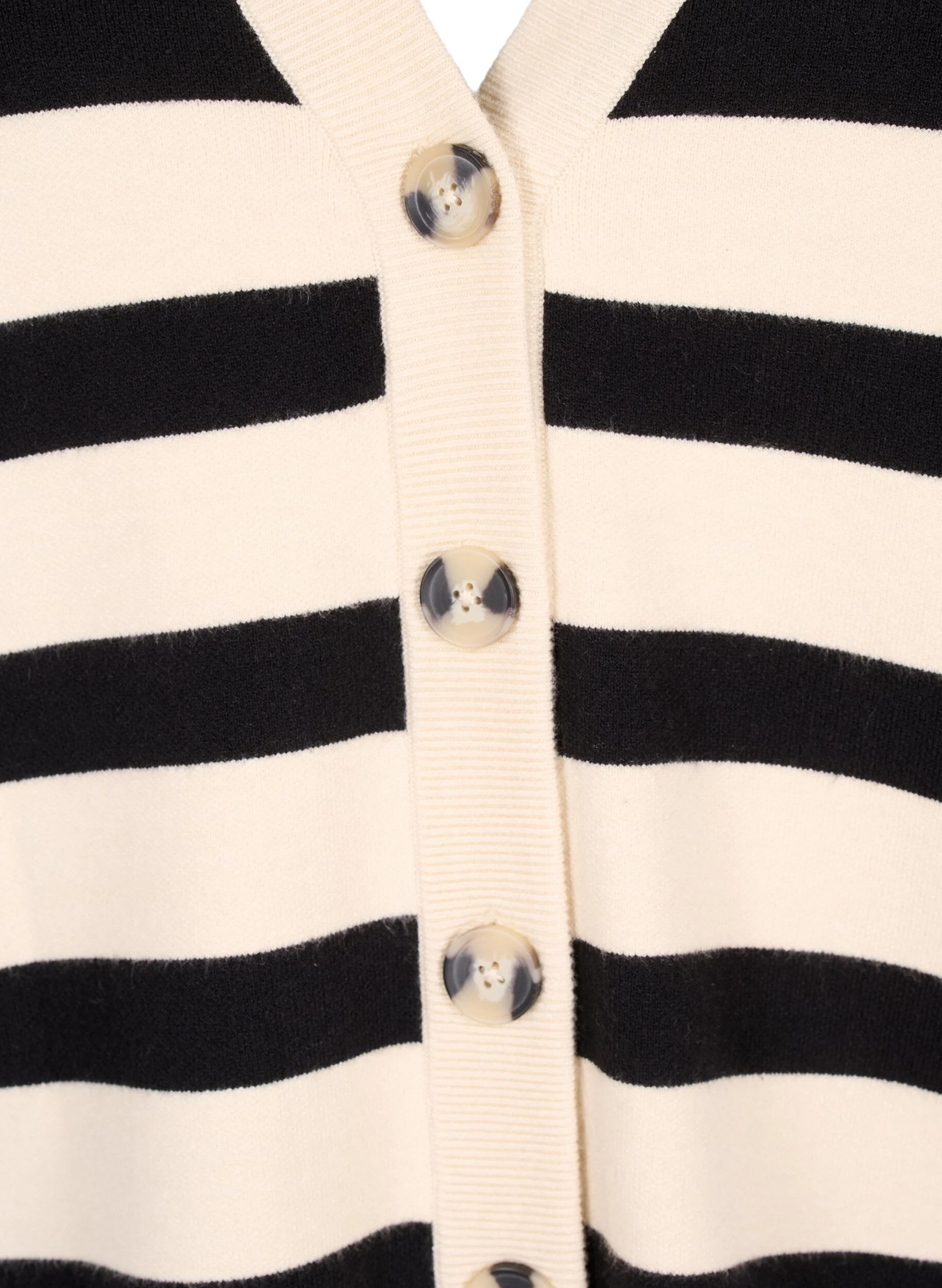 Stribet strikcardigan med v-hals