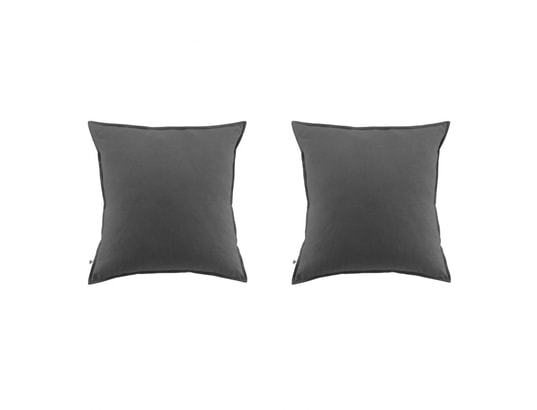 TERRE DE NUIT - Taie d'oreiller Lot de 2 taies d'oreiller flanelle anthracite 63x63 cm