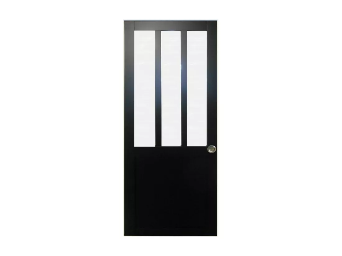 Porte Coulissant Atelier Noir Vitre Depoli H204 X L73 Et 2 Coquilles Gd Menuiseries