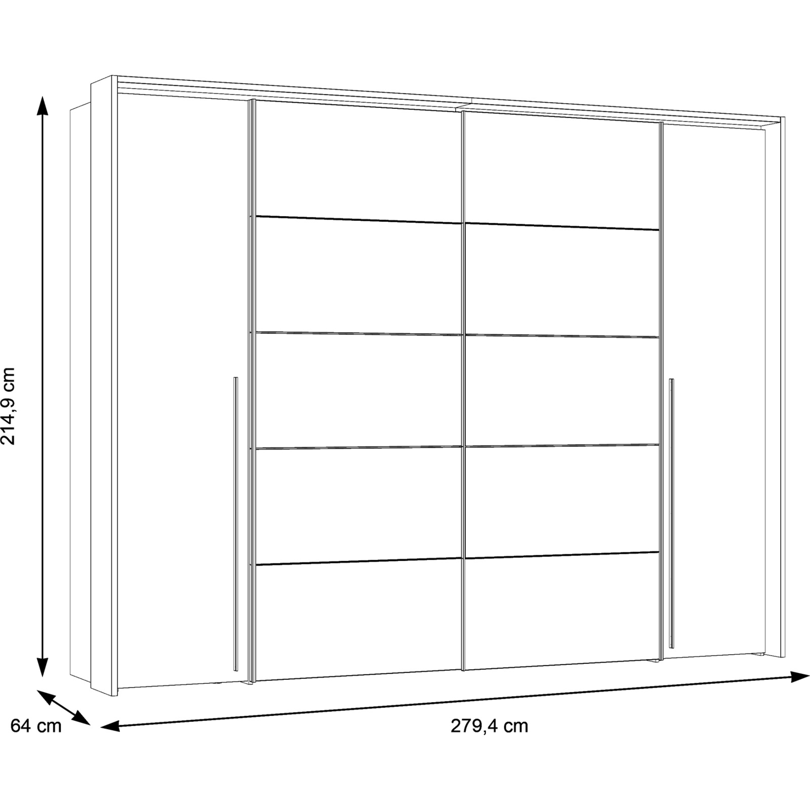 Schrank Juwel Dekor Eiche Artisan schwarz 280 x 215 x 62 cm, mit Spiegel