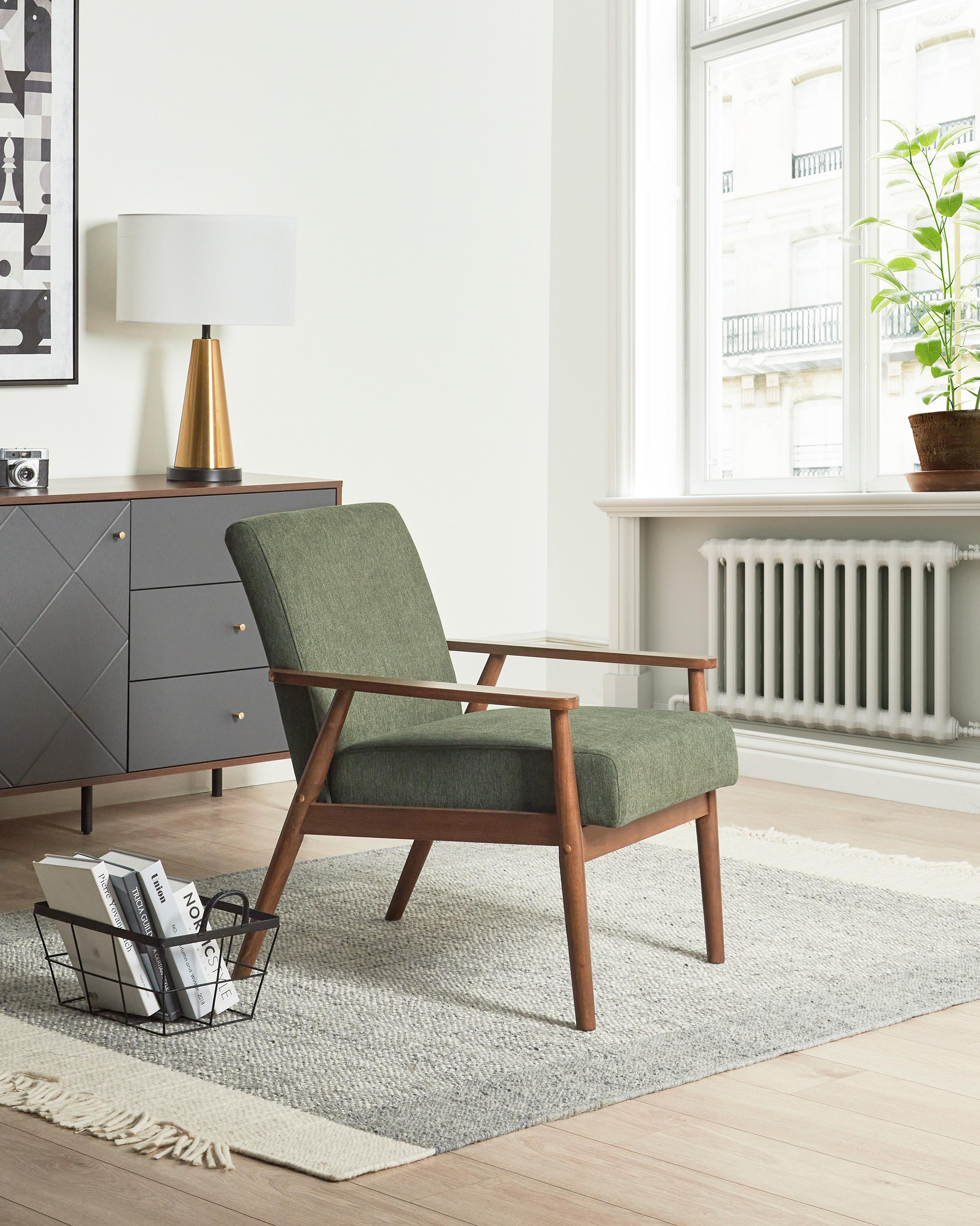Fauteuil ESRUM Stof Donkerbruin/groen