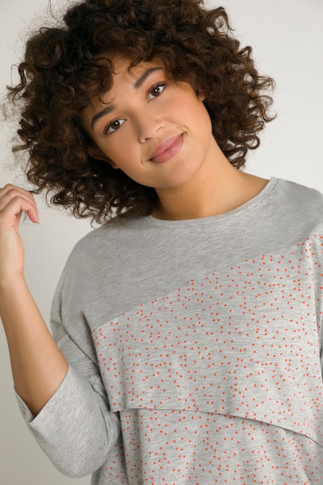 Bellieva-Shirt, Stillfunktion, A-Linie, Punkte, 3/4-Arm