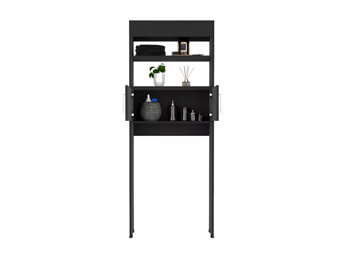 Économiseur d'espace Madrid, avec une armoire et des étagères ouvertes externes, 160 cm à x 20,3 cm et x 62,4 cm L, Wengue