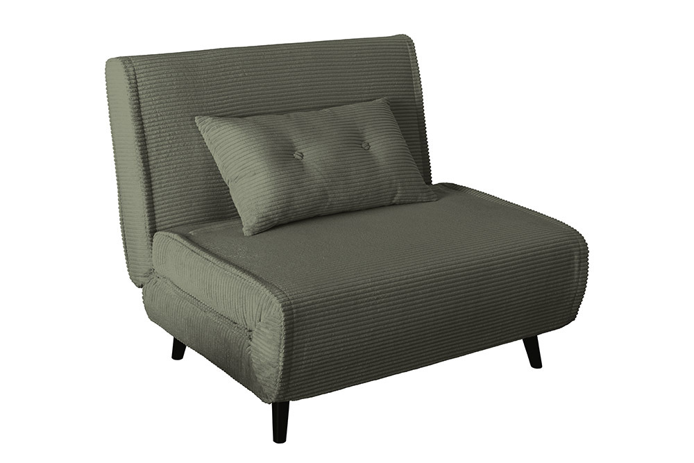 Retro Schlafsessel SMART MULTIFUNCTION 100cm grün Cord Bettfunktion inkl. Kissen