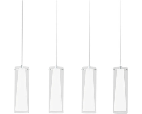 4-lamps hanglamp L 90,5 cm chroom/wit