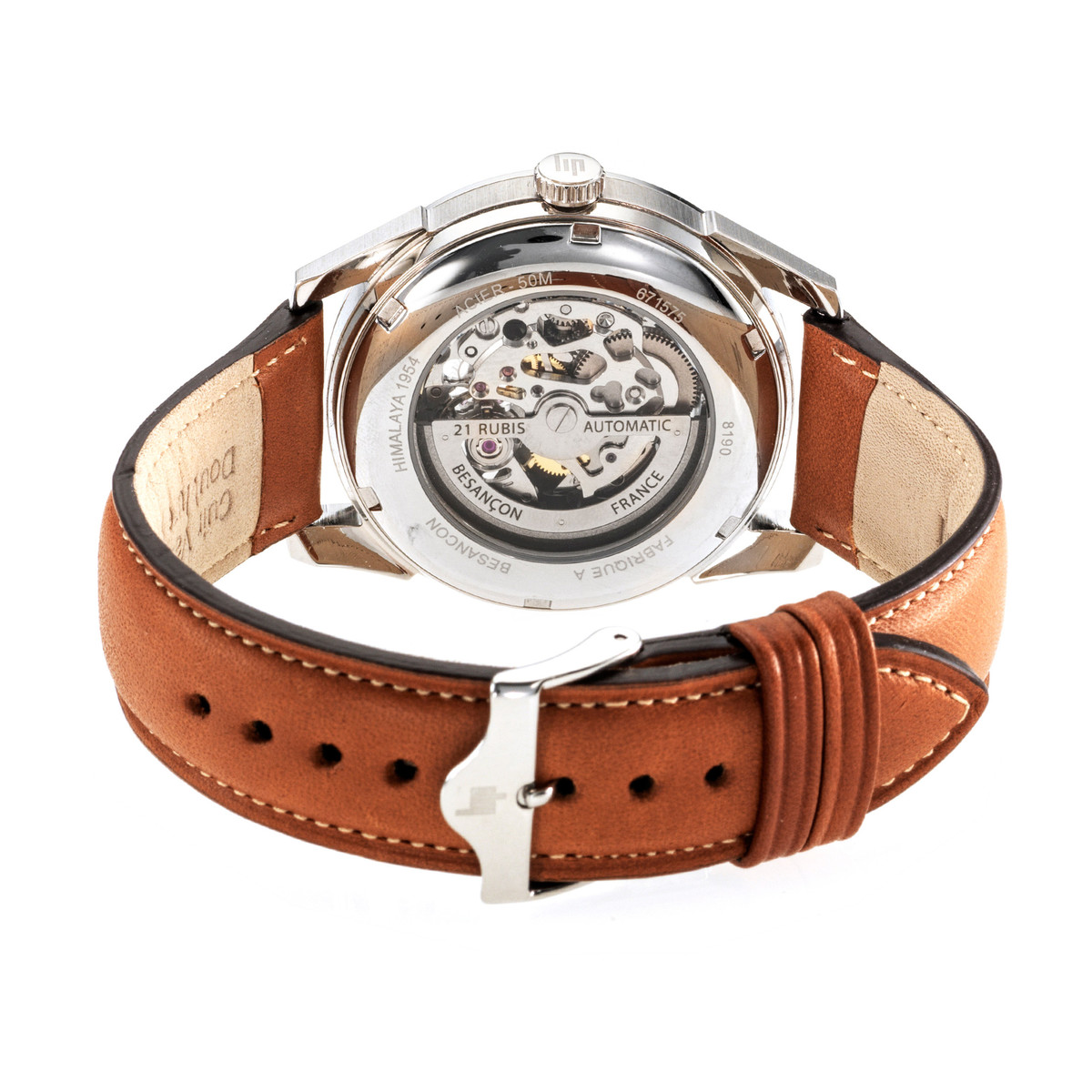 Montre Lip homme acier cuir marron