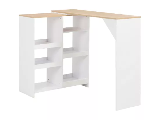 Table de bar avec tablette amovible Blanc 138x39x110 cm