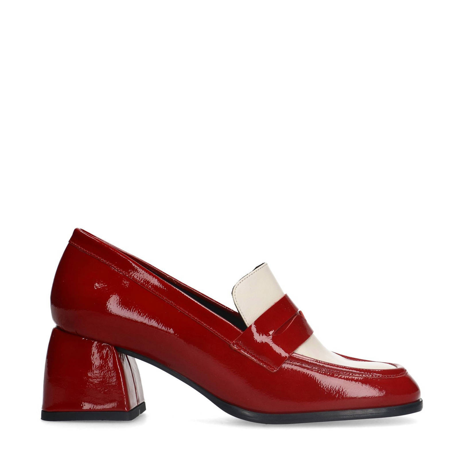 Manfield lakleren pumps rood/wit