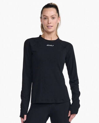 2XU Ignition Base Layer Topp med Lange Ermer, Black/Silver Reflective