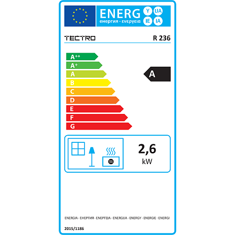 Tectro R236 vægekamin 2600W 36 m2