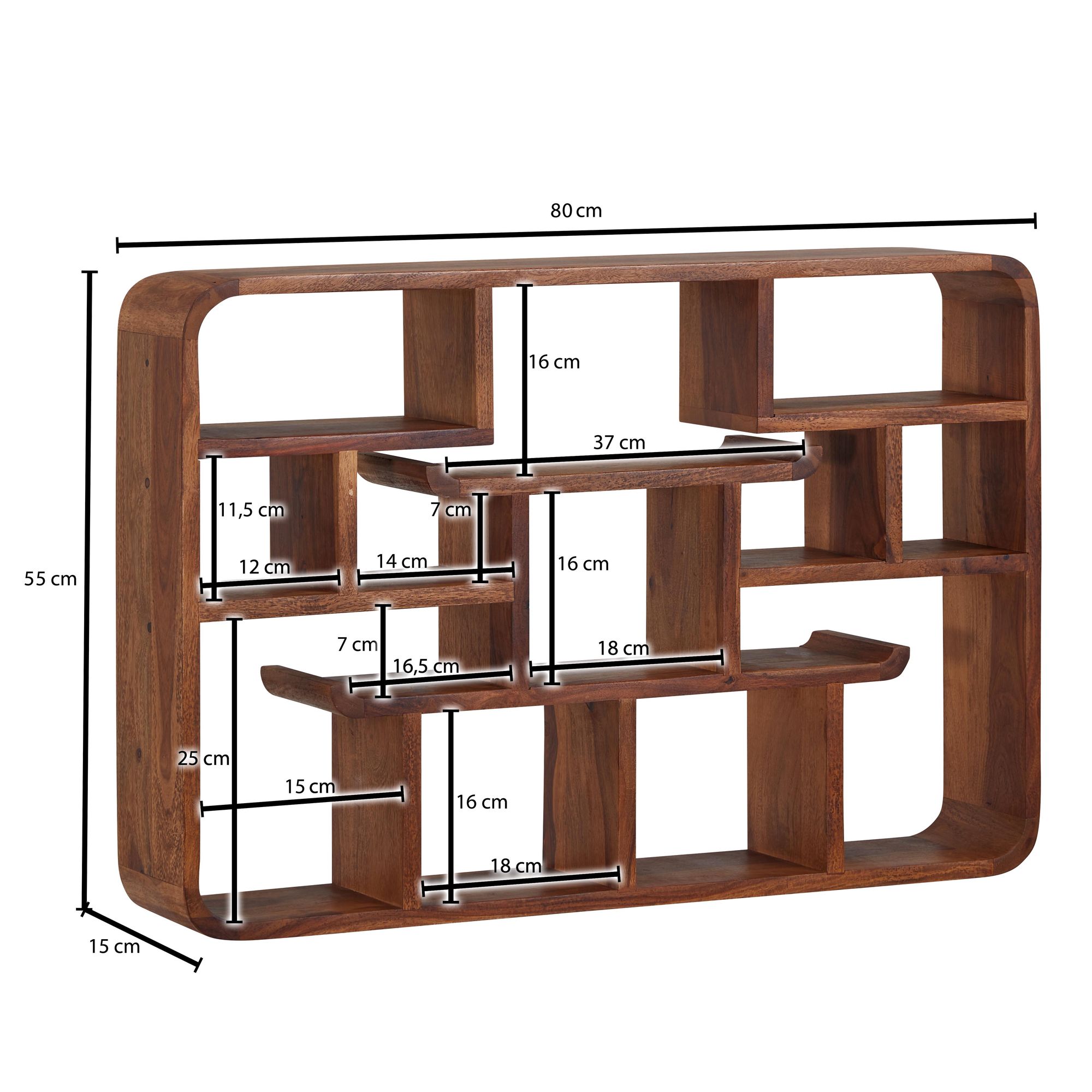 Wandregal Finebuy Hängeregal Holz Massiv 80x55x15 cm Regal Schweberegal Groß