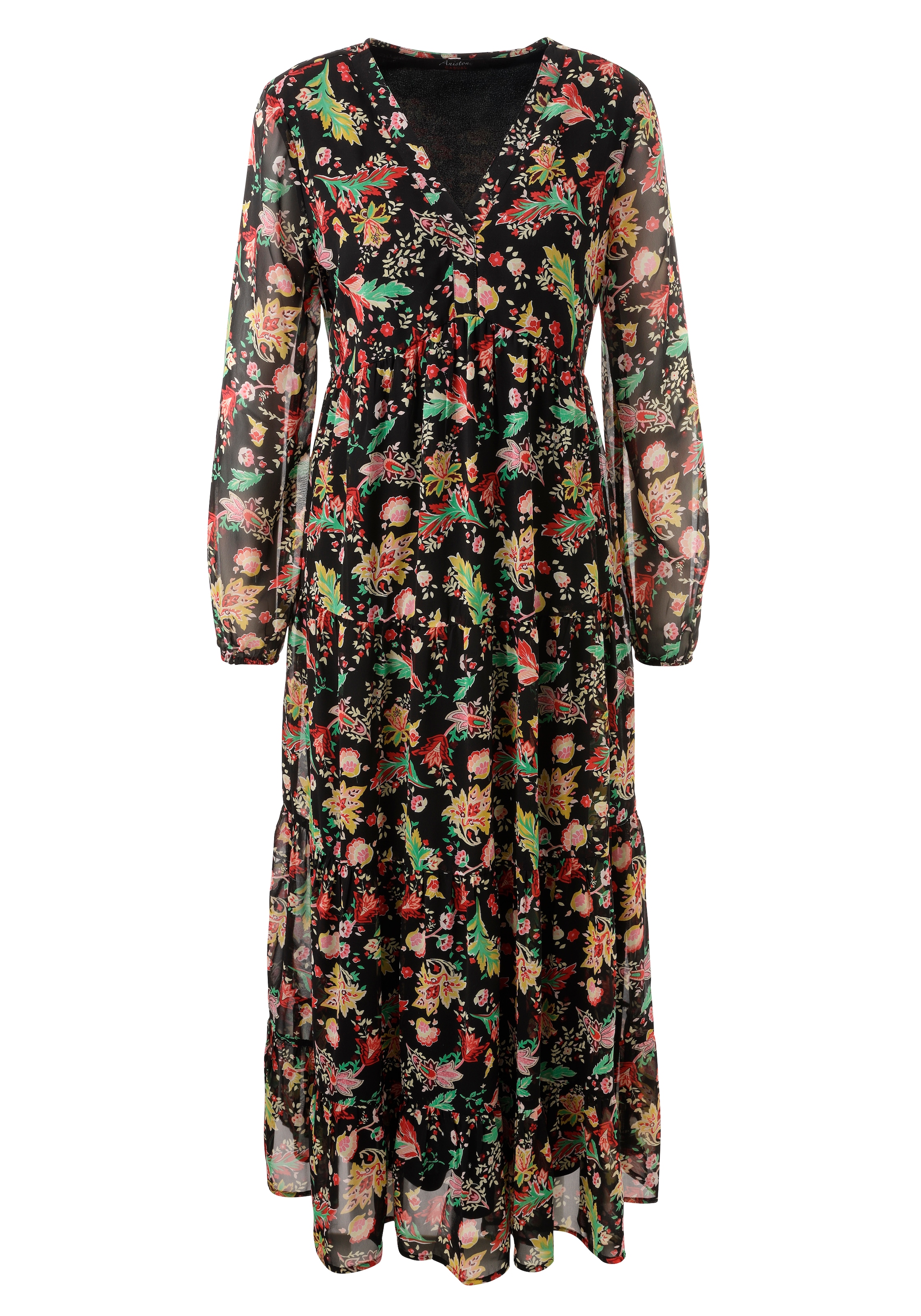 Aniston CASUAL Maxikleid mit farbenfrohem Blumendruck - jedes Teil ein Unikat - NEUE KOLLEKTION