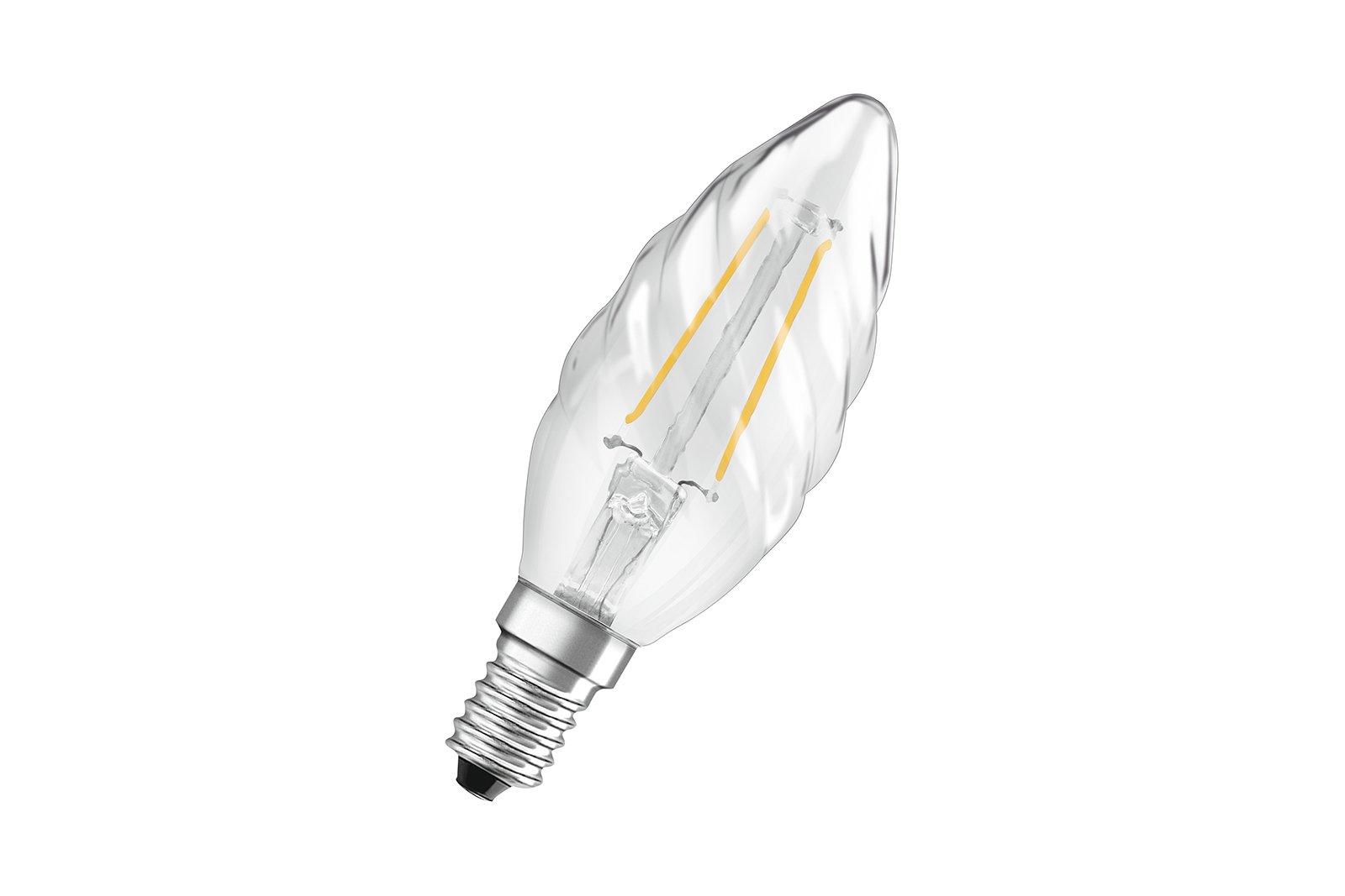 Mignon LED-lyspære E14 Klart rillet glass med E14-sokkel og varmhvitt lys. Ikke dimbar.