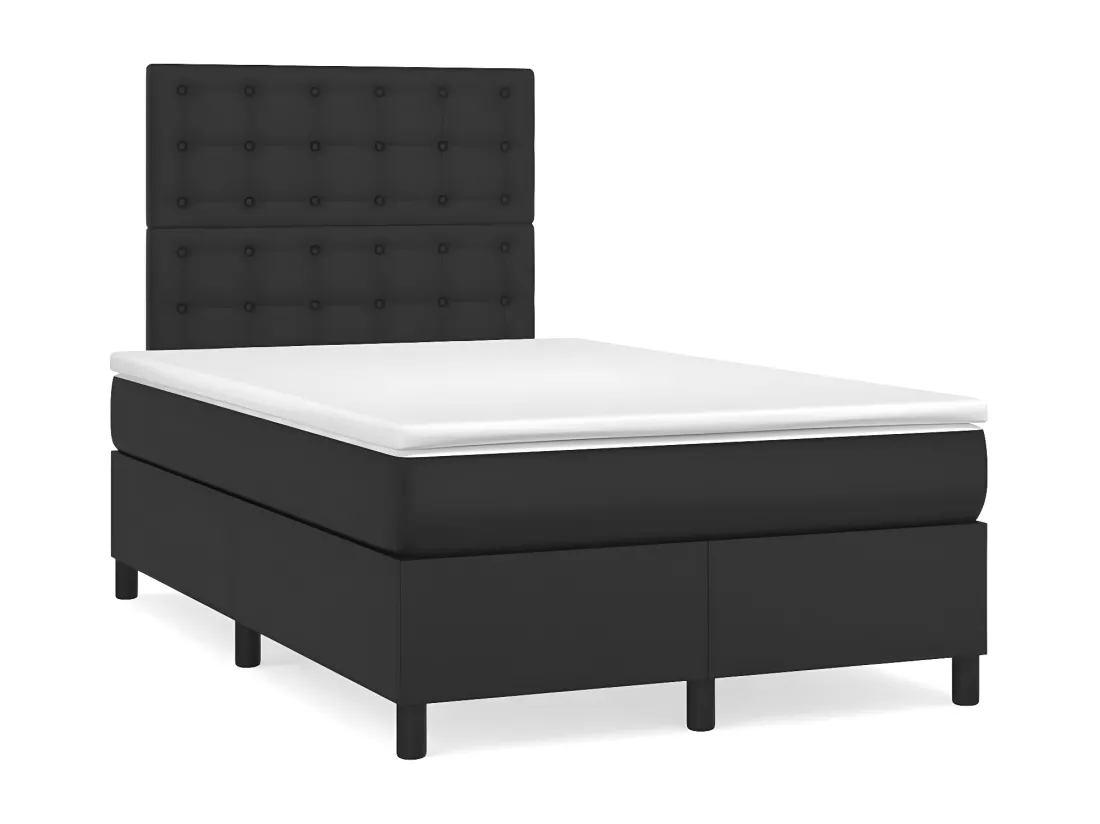 Sommier tapissier avec matelas Noir 120x200 cm Similicuir