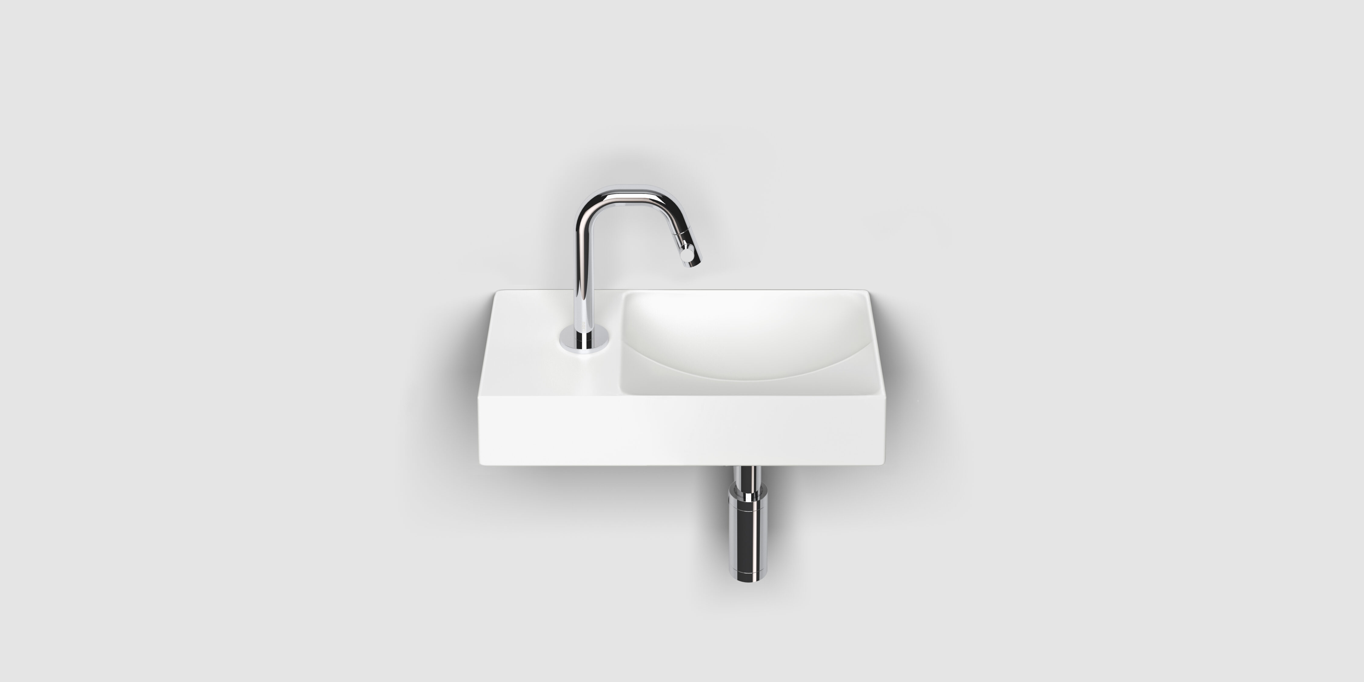 Clou Vale keramische fontein 38cm met kraangat links wit mat
