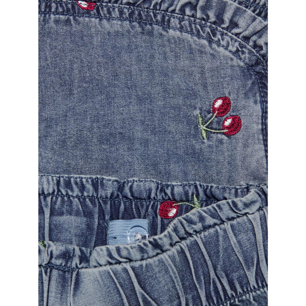 Køb Kids ONLY MINI Medium Blue Denim Cherry Embroidery Dandy Cherry Flæse Denim Shorts