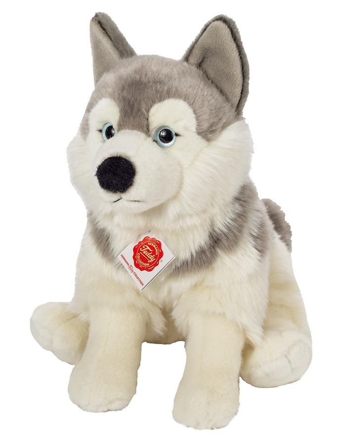 Kuscheltier HUSKY (29 cm) sitzend in weiß/grau