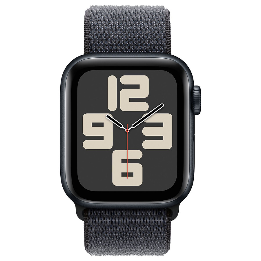 Apple Watch SE GPS (2024) - 40 mm - Aluminium Minuit - Bracelet Sport Textile Encre Violette
