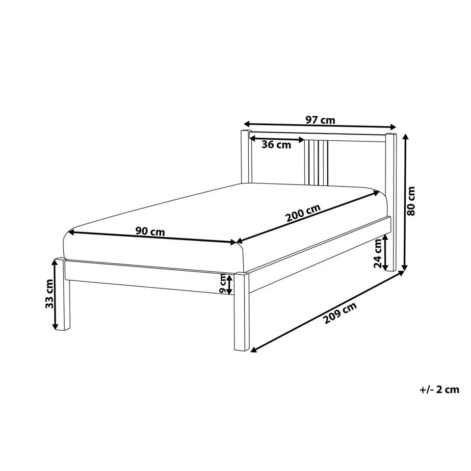 VANNES - Bed - Lichthout - 90 x 200 cm - Dennenhout