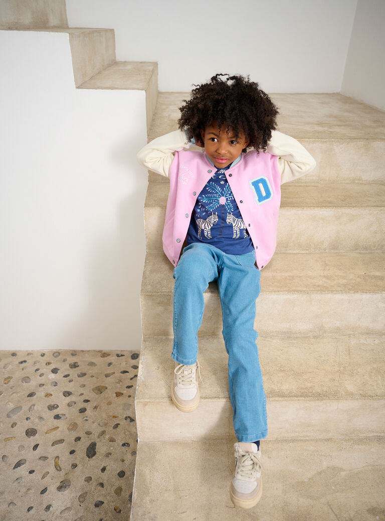 Jean denim clair taille haute flare pour fille
