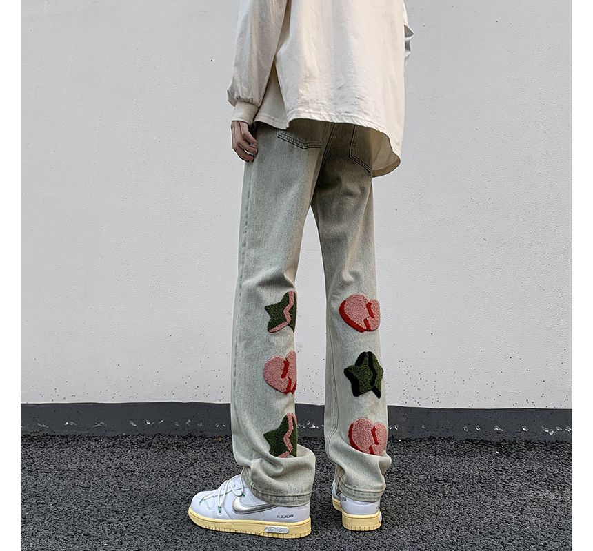 ROOSE - Geborduurde rechte jeans