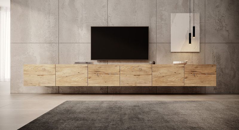 Meubella - TV-Meubel Calabas - Kastanje - 300 cm