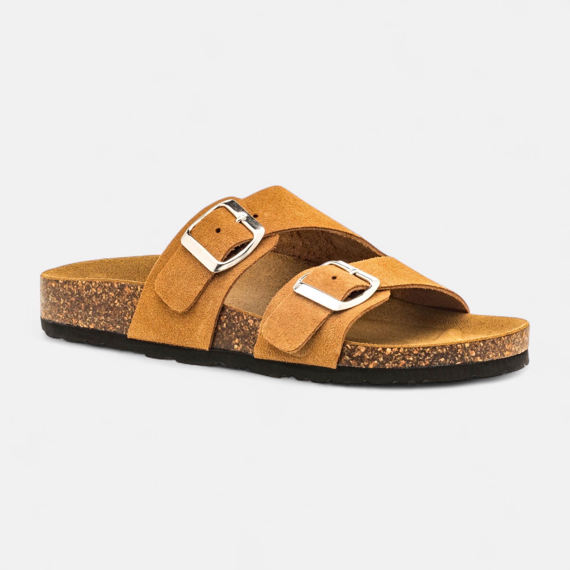 Mules semelle liège Femme en cuir camel
