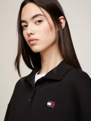 Polo de rugby de manga comprida com emblema, estilo relaxado