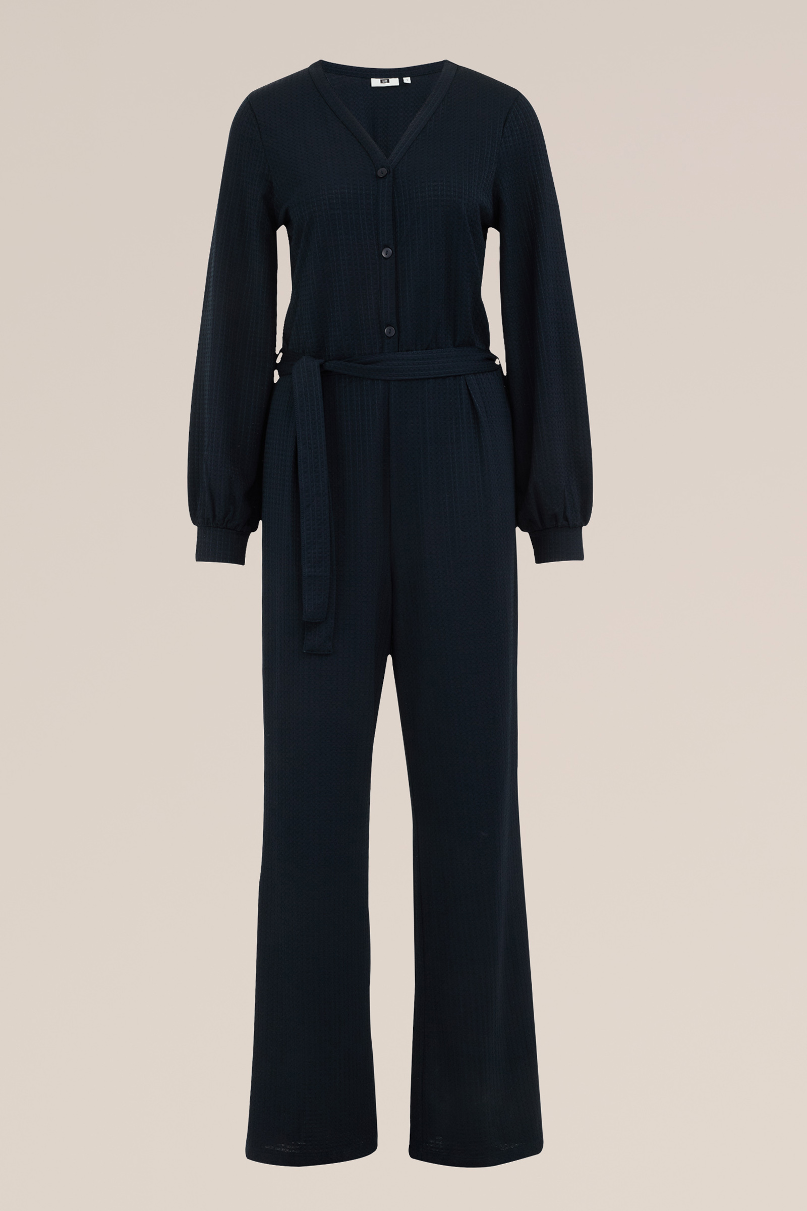 jumpsuit met structuur WE Fashion Donkerblauw